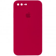 Чохол Silicone Case Square Full Camera Protective (AA) для Apple iPhone 7 plus / 8 plus (5.5") Червоний / Rose Red