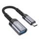 Перехідник Hoco UA24 Type-C male to USB female 3.0 Metal gray