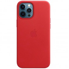 Шкіряний чохол Leather Case (AAA) with MagSafe для Apple iPhone 12 Pro / 12 (6.1") Red