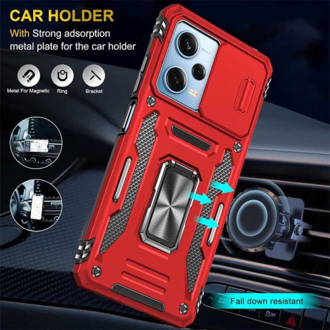 Ударостійкий чохол Camshield Army Ring для Xiaomi Redmi 12 / Poco M6 Pro 5G Червоний / Red