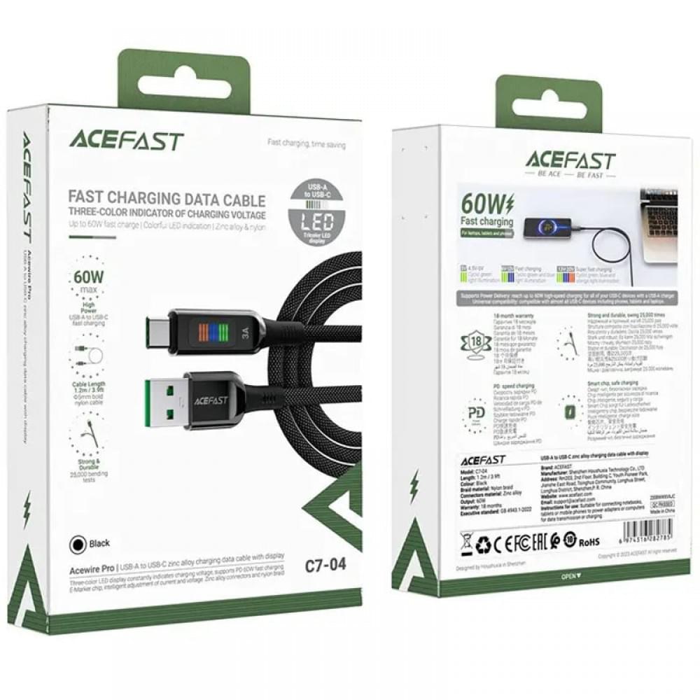 Дата кабель Acefast C7-04 USB-A to USB-C zinc alloy (1.2m) Black