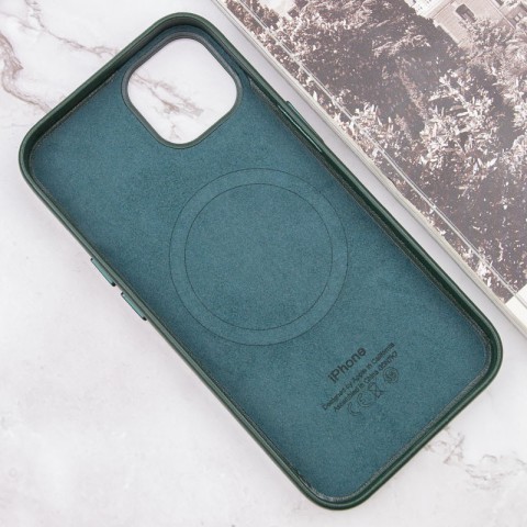 Шкіряний чохол Leather Case (AAA) with MagSafe and Animation для Apple iPhone 13 (6.1") Sequoia Green