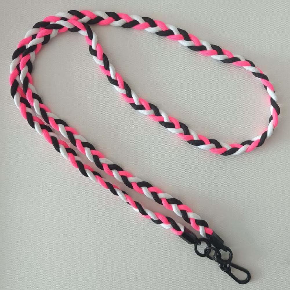 Плетений шнурок (5мм) 120см Black / Pink / White