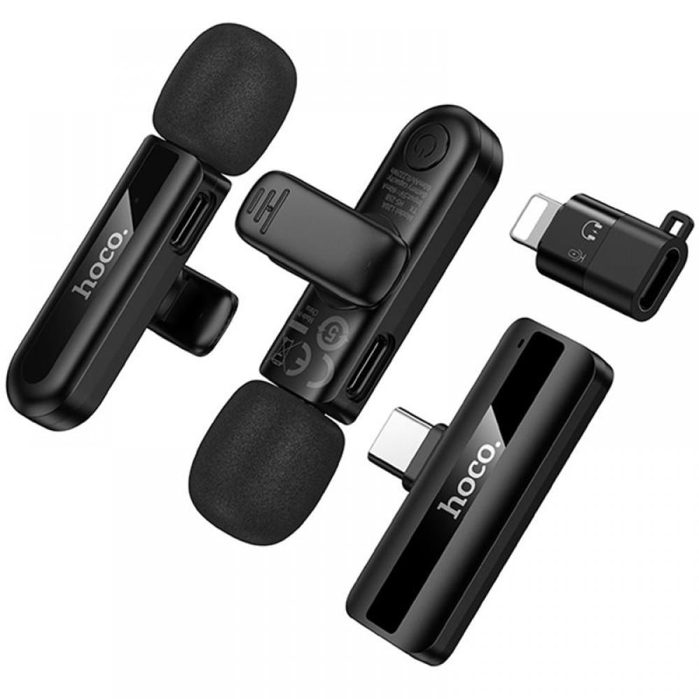 Петличний бездротовий мікрофон Hoco L20A Mini Voice (Lightning/Type-C) 60 mAh Black