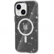 Чохол TPU Galaxy Sparkle (MagFit) для Apple iPhone 13 / 14 (6.1") Black+Glitter
