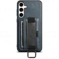 Шкіряний чохол Wallet case and straps для Samsung Galaxy S24+ Синій / Blue
