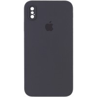 Чохол Silicone Case Square Full Camera Protective (AA) для Apple iPhone XS Max (6.5") Сірий / Dark Gray