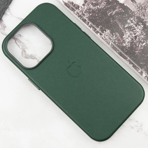 Шкіряний чохол Leather Case (AAA) with MagSafe and Animation для Apple iPhone 16 Pro (6.3") Green