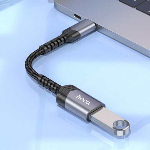 Перехідник Hoco UA24 Type-C male to USB female 3.0 Metal gray