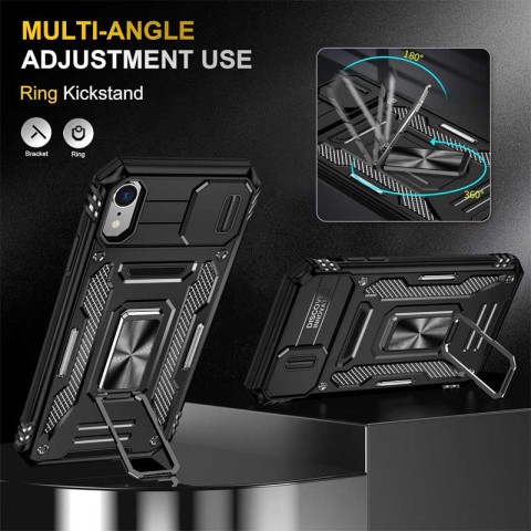 Ударостійкий чохол Camshield Army Ring для Apple iPhone XR (6.1") Чорний / Black