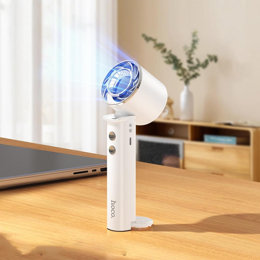 Портативний вентилятор Hoco HX61 Exquisite handheld folding fan 1200 mAh White