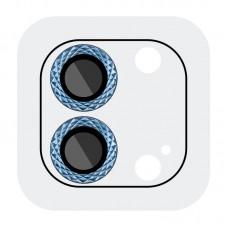 Захисне скло Metal Shine на камеру (у упак.) для Apple iPhone 12 / 12 mini / 11 Синій / Blue