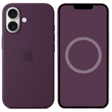 Чохол Silicone case (AAA) with Magsafe and Animation (button) для Apple iPhone 16 (6.1") Plum