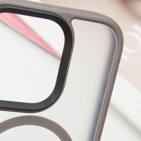 TPU+PC чохол Metal Buttons with MagSafe для Apple iPhone 16 Pro (6.3") Сірий