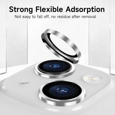 Захисне скло Metal Classic на камеру (у упак.) для Apple iPhone 15 (6.1") / 15 Plus (6.7") Срібний / Silver