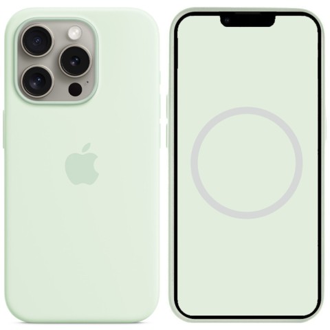 Чохол Silicone case (AAA) with Magsafe and Animation для Apple iPhone 15 Pro (6.1") М'ятний / Soft Mint