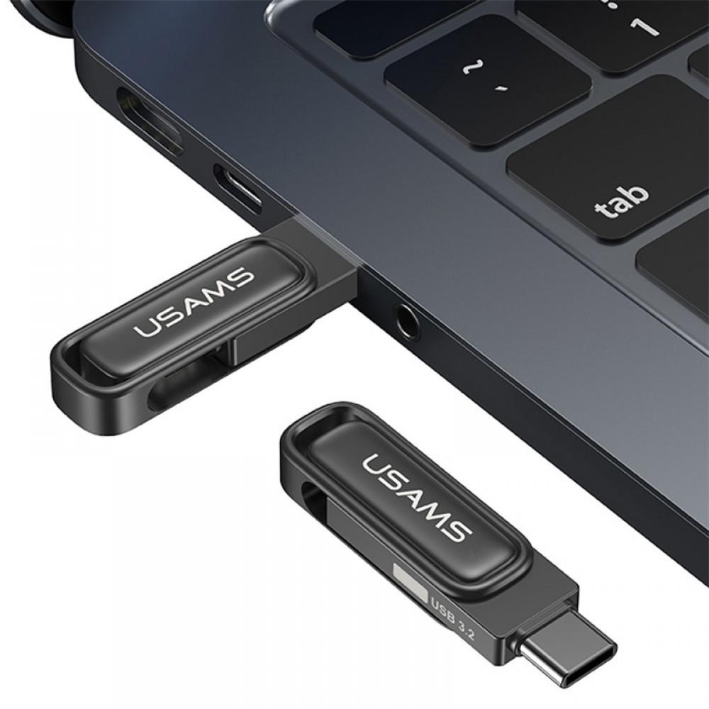 Флеш накопичувач USAMS US-ZB348 USB3.2 Type-C High-Speed Flash Drive With Dual Ports 128Gb Tarnish