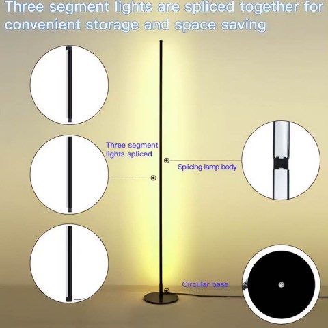 Підлогова кутова LED лампа RGB SAL-005B 120cm Bluetooth USB with app Black