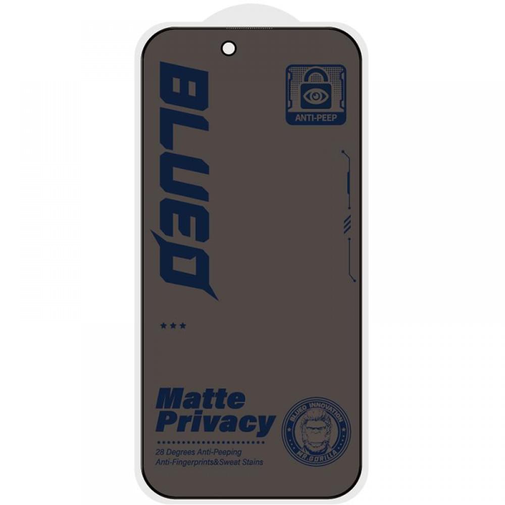 Захисне 2.5D скло Blueo Full Cover Anti-Peep Matte для Apple iPhone 17 Pro Max /16 Pro Max (6.9") Чорний