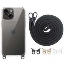 Чохол TPU Transparent with Straps для Apple iPhone 15 (6.1") Black