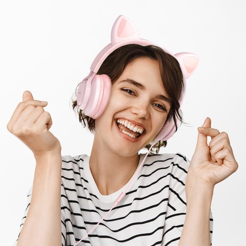 Накладні навушники Hoco W36 Cat ear (3.5mm/1.2m) Pink