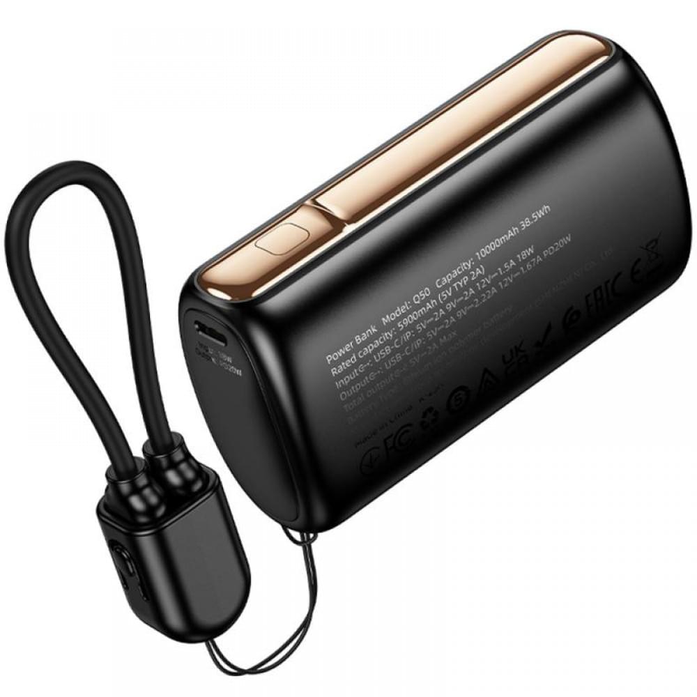Портативний ЗП Power Bank Hoco Q50 Victory PD20W with cable 10000 mAh Black
