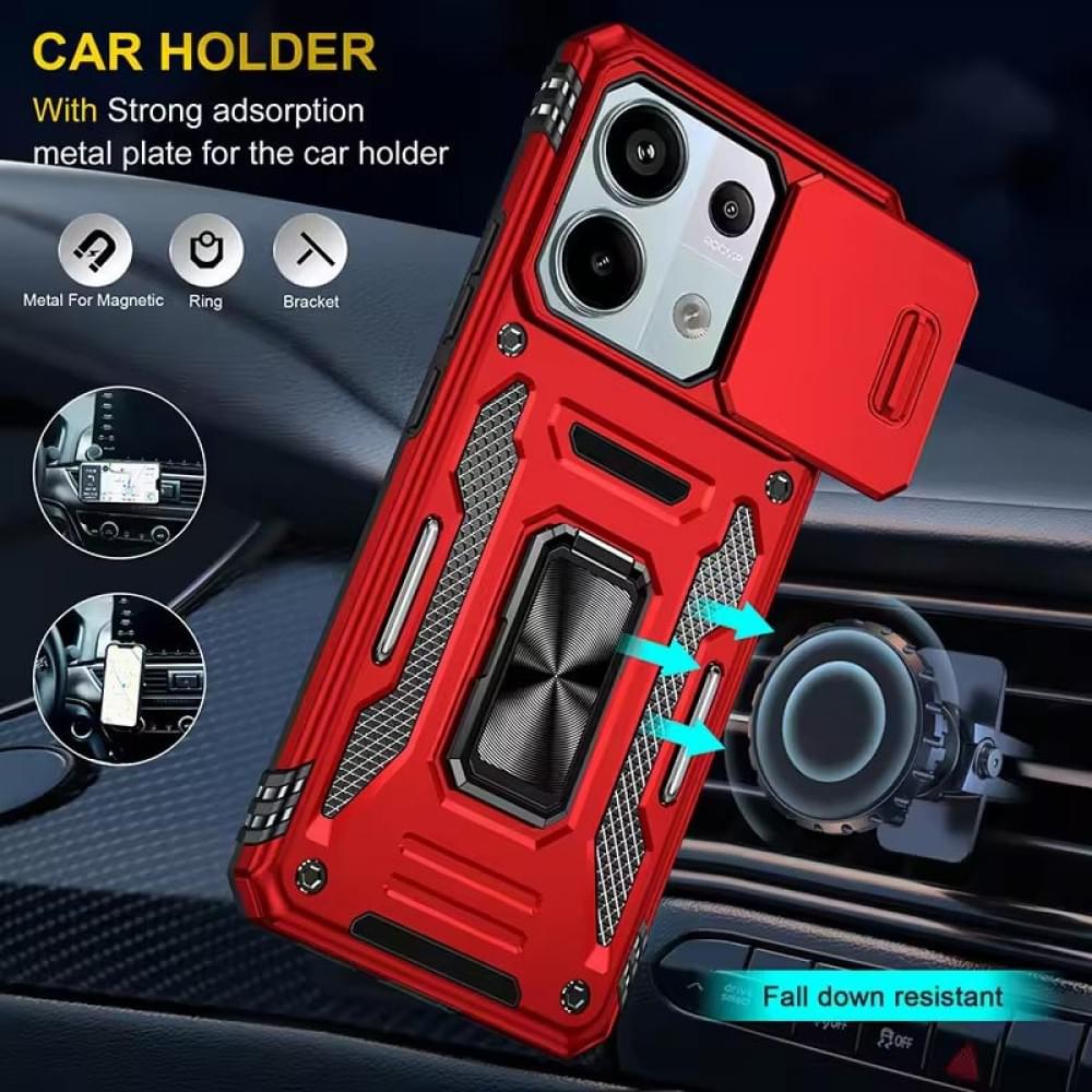 Ударостійкий чохол Camshield Army Ring для Xiaomi Poco X6 Pro Червоний / Red