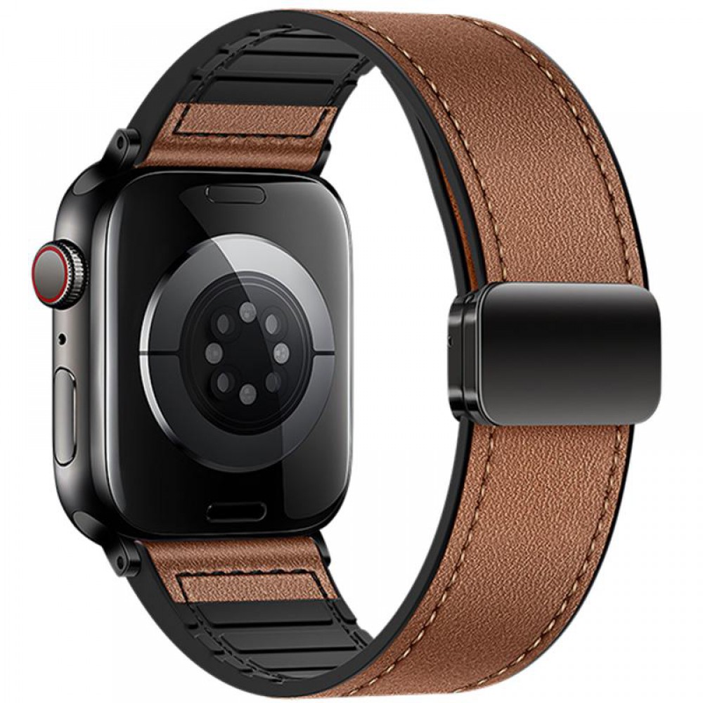 Ремінець Hoco WA34 Basic magnetic buckle silicone leather strap для Apple watch 44/45/46/49mm Brown