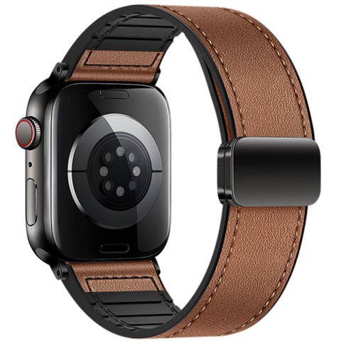 Ремінець Hoco WA34 Basic magnetic buckle silicone leather strap для Apple watch 44/45/46/49mm Brown