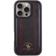 Шкіряний чохол Polo Santa Barbara Barton для Apple iPhone 16 Pro (6.3") Black / Red