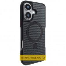 TPU+PC чохол Metal Buttons with MagSafe Carbon Ring для Apple iPhone 16e (6.1") Чорний