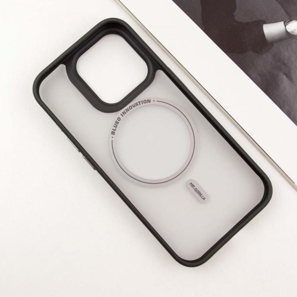 TPU+PC чохол Blueo Skin Friendly Frosted with MagSafe для Apple iPhone 16 Pro Max (6.9") Чорний / Белое кольцо