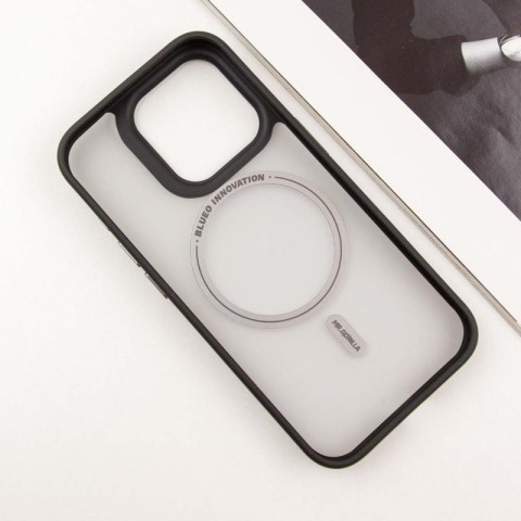 TPU+PC чохол Blueo Skin Friendly Frosted with MagSafe для Apple iPhone 16 Pro Max (6.9") Чорний / Белое кольцо