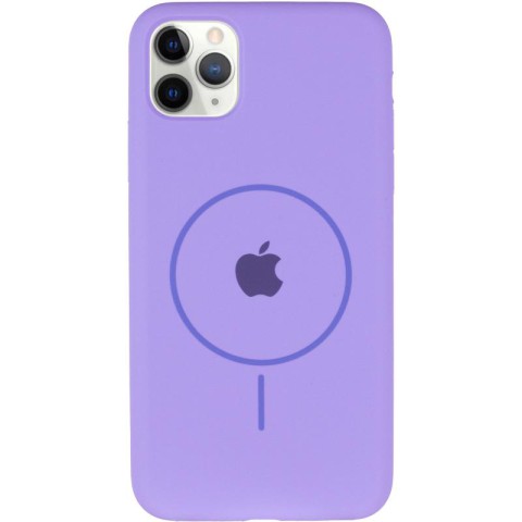 Чохол Silicone Case Full Protective (AA) with MagSafe для Apple iPhone 11 Pro Max (6.5") Бузковий / Dasheen