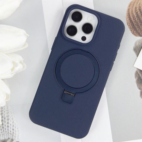 Чохол Silicone Case Full Protective NO LOGO with Ring для Apple iPhone 12 Pro Max (6.7") Dark Blue