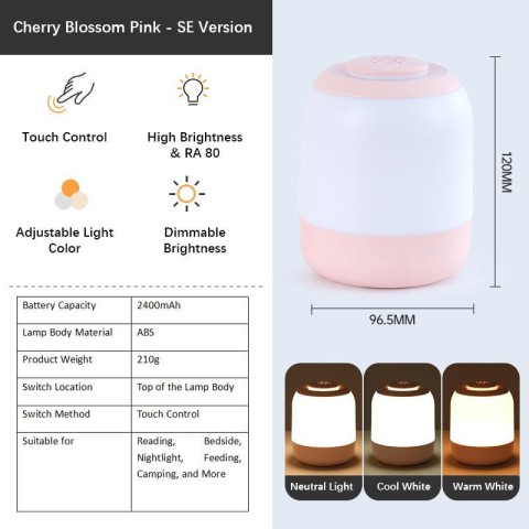 Настільний сенсорний LED світильник 3 colour light MZ-L2701 Pink