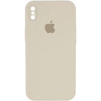 Чохол Silicone Case Square Full Camera Protective (AA) для Apple iPhone X / XS (5.8") Бежевий / Antique White