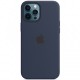 Чохол Silicone case (AAA) with Magsafe and Animation для Apple iPhone 12 Pro / 12 (6.1") Синій / Deep navy