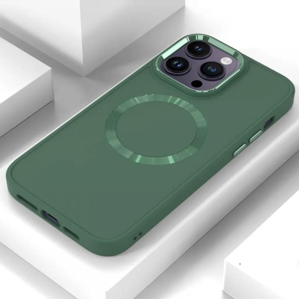 TPU чохол Bonbon Metal Style with MagSafe для Apple iPhone 16 Pro (6.3") Зелений / Pine green