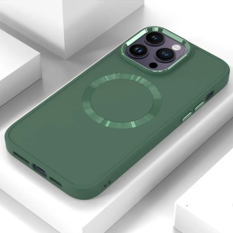 TPU чохол Bonbon Metal Style with MagSafe для Apple iPhone 16 Pro (6.3") Зелений / Pine green