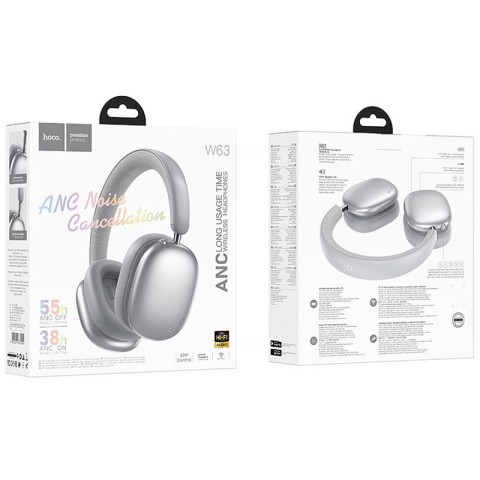 Накладні бездротові навушники Hoco W63 Triunfo ANC Silver