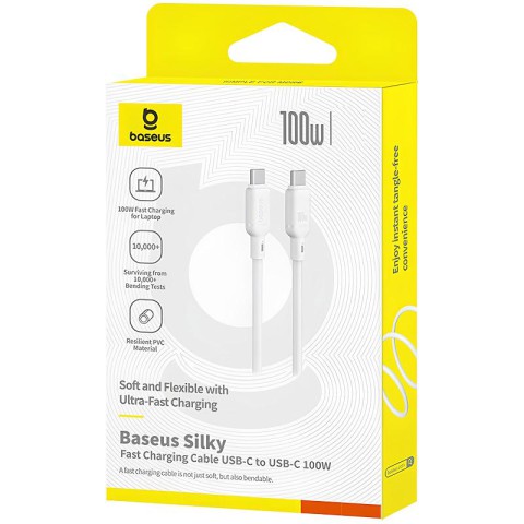 Дата кабель Baseus Silky Series OS Fast Charging Type-C to Type-C 100W (2m) (P10377704) Moon White