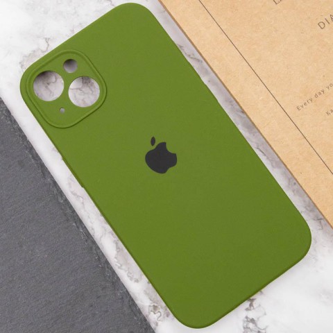 Чохол Silicone Case Full Camera Protective (AA) для Apple iPhone 14 (6.1") Зелений / Dark Olive