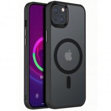 TPU+PC чохол Metal Buttons with MagSafe Colorful для Apple iPhone 15 Plus (6.7") Чорний