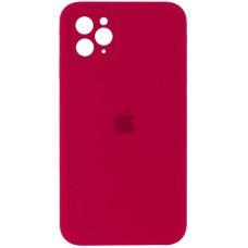 Чохол Silicone Case Square Full Camera Protective (AA) для Apple iPhone 11 Pro (5.8") Червоний / Rose Red
