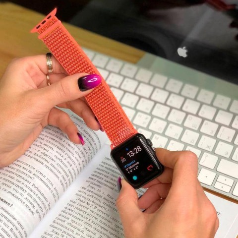 Ремінець Nylon для Apple Watch 42(ser.1-3)/44/45/46/49mm Помаранчевий / Orange