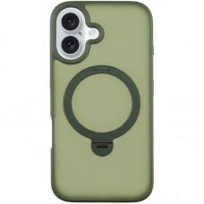 TPU+PC чохол Metal Buttons with MagSafe Colorful HQ Ring для Apple iPhone 16 (6.1") Green