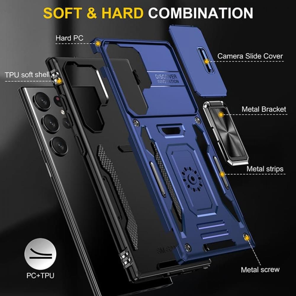Ударостійкий чохол Camshield Army Ring для Samsung Galaxy S24 Ultra Синій / Navy