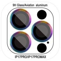 Захисне скло Metal Classic на камеру (у упак.) для Apple iPhone 17 Pro (6.3") / 17 Pro Max (6.9") Бузковий / Rainbow