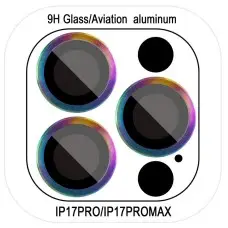 Захисне скло Metal Classic на камеру (у упак.) для Apple iPhone 17 Pro (6.3") / 17 Pro Max (6.9") Бузковий / Rainbow
